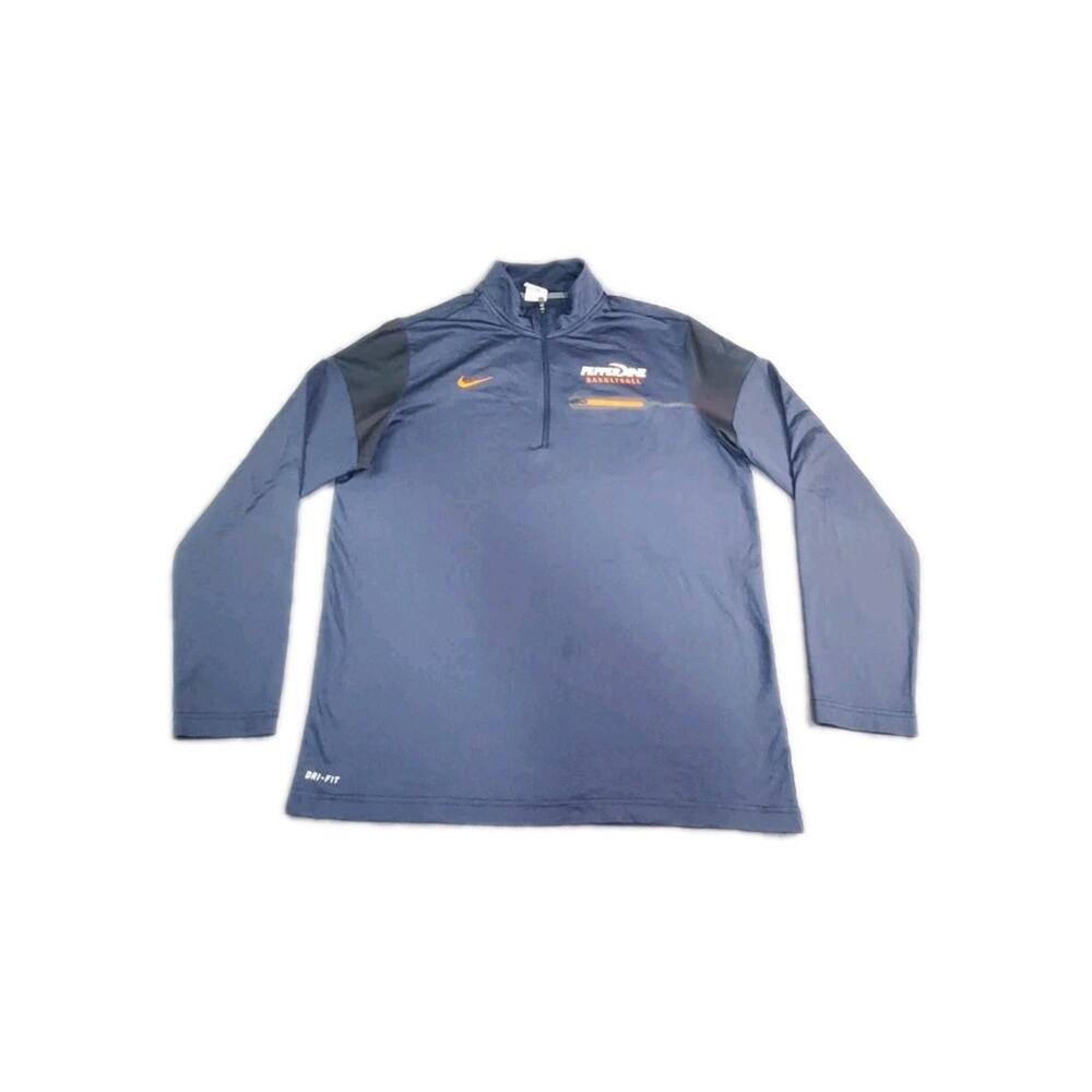 Mens Nike Dri-Fit Sz L Mens 1/4 Quarter Zip Navy Blue Pullover Sweatshirt C23